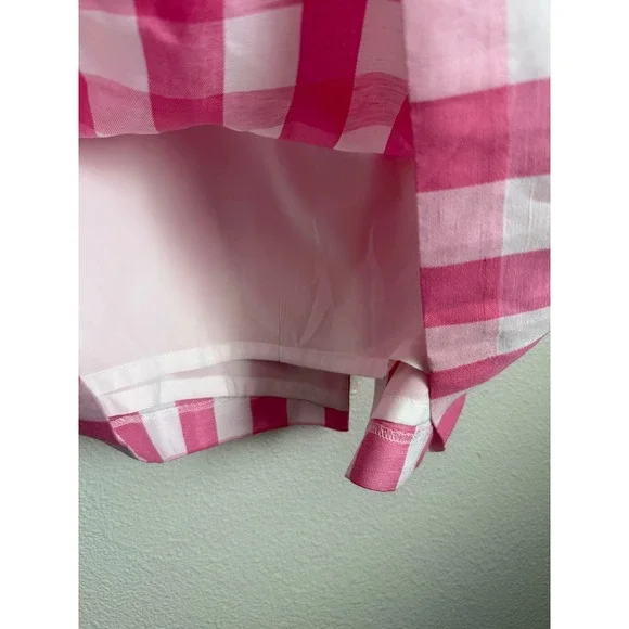 Talbots Pink White Gingham Check Pencil Skirt Size 16 Lined Back Vent Midi - Picture 6 of 10